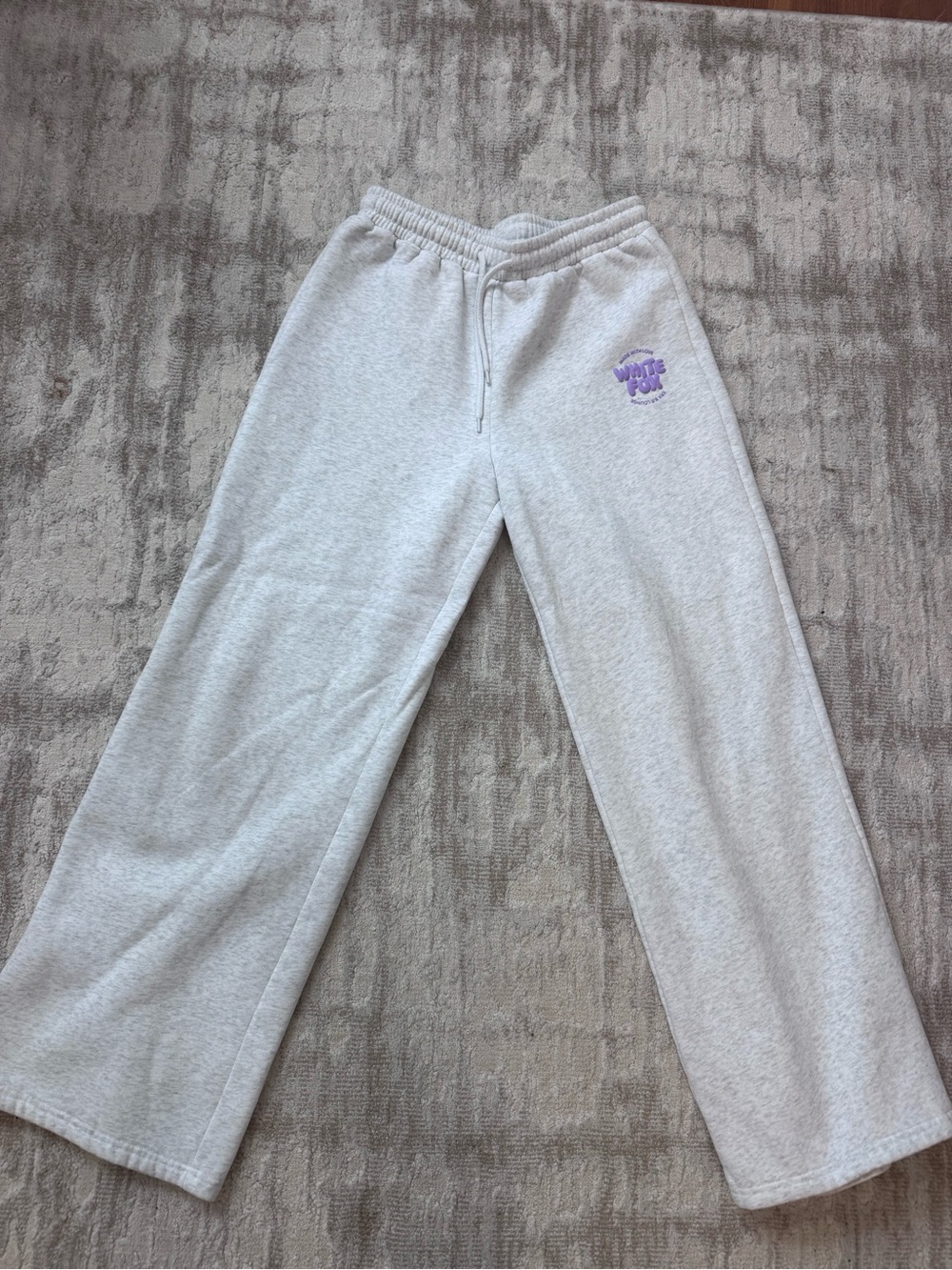 White Fox boutique Light Gray Sweatpants with Purple Logo